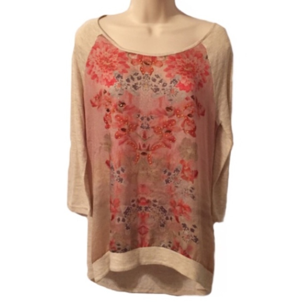 Cato Peach Floral Top Medium